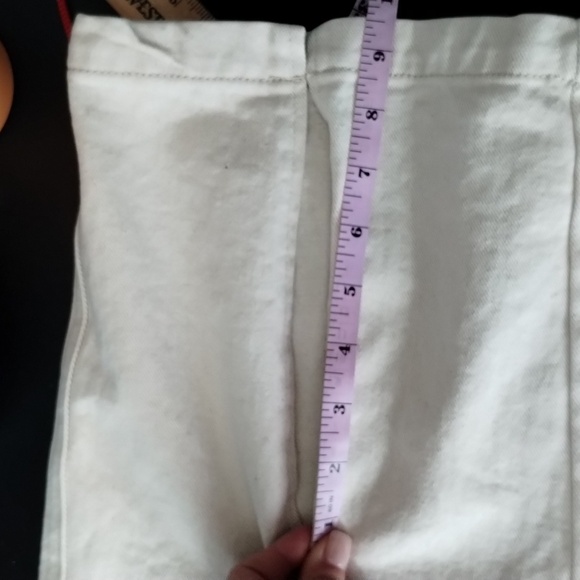 Wish List denim cream jeans split front size large 100% cotton high waist - Picture 9 of 12